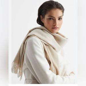 Reiss cashmere wool blend ivory scarf